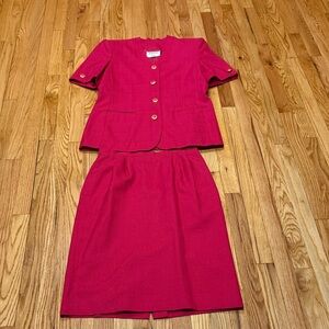 Vintage Kasper ASL 2-pc Short-Sleeved Hot Pink Fushia 80s Power Suit 14